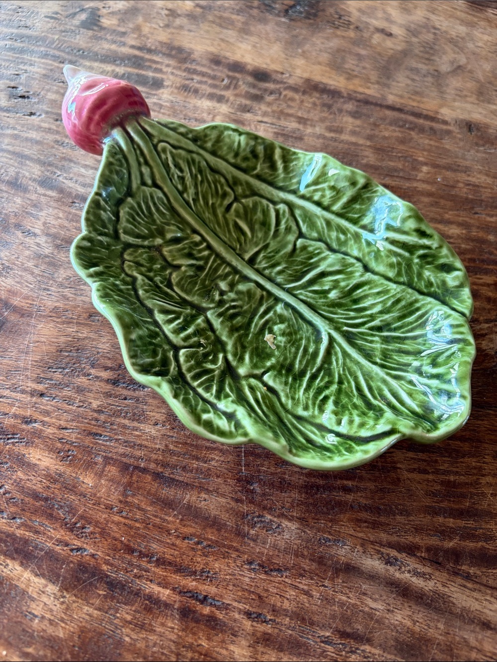 Olfaire Portugal Majolica Radish Leaf Small Serving Dish | Model 478/1 - Picture 2 of 7